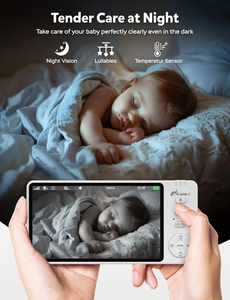 Yeni VB603 Pro 720p bebek izleme monitörü kamera ile kablosuz 5 inç 2.4G iki yönlü konuşma bebek telefonu Cry ses sıcaklık algılama bebek izleme monitörü - Product Image 6