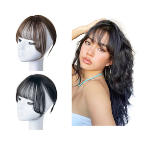 Wholesale 10 Inch Natural Invisible Synthetic Front Side <strong>Bangs</strong> Hair Extension Long Wavy Curly Clip in Side Air <strong>Bangs</strong> - Product Image 4