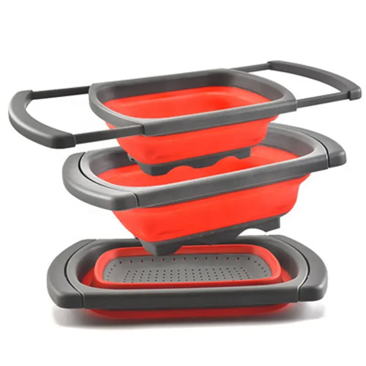 Creative Kitchen Silicone Filter Water Drain Basket Folding Asphalt Basket Folding Drain Basket