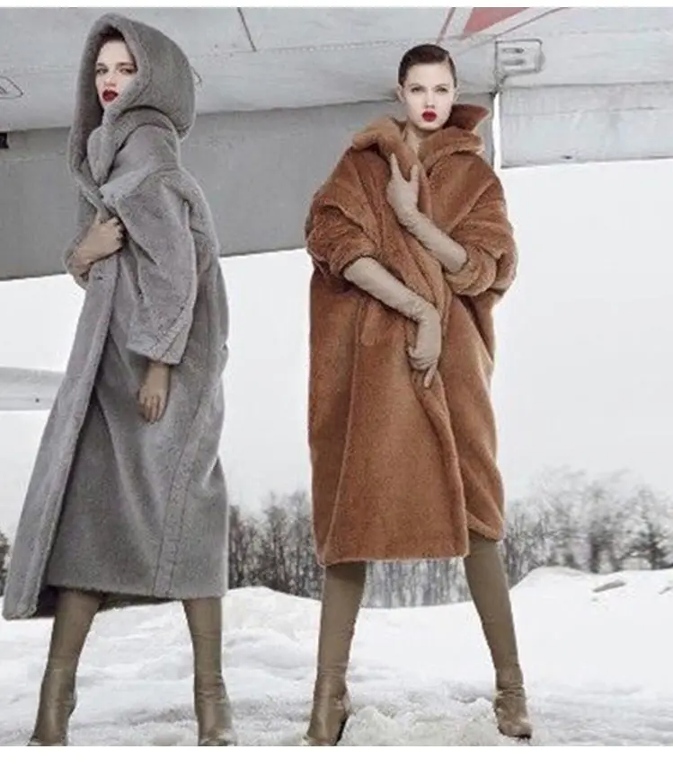 Simplee-Trench-Coat en laine et cachemire pour femmes, manteau épais et chaud, tendance, hiver