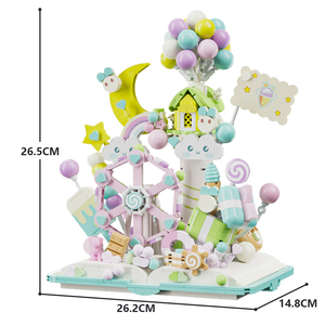 MJ13065 Criativo Ferris Wheel <span class=keywords><strong>Candy</strong></span> House <span class=keywords><strong>Building</strong></span> Set Sobremesa Dream Castle Series <span class=keywords><strong>Building</strong></span> Blocks para Crianças Presentes de Natal