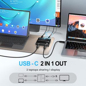 SYONG 8K双方向USB Cスイッチャー2 in 1 Out USB Cスイッチ2ノートパソコン用シェア1デバイスサポート8K6 0Hz/ 4K120Hzビデオ - Product Image 2