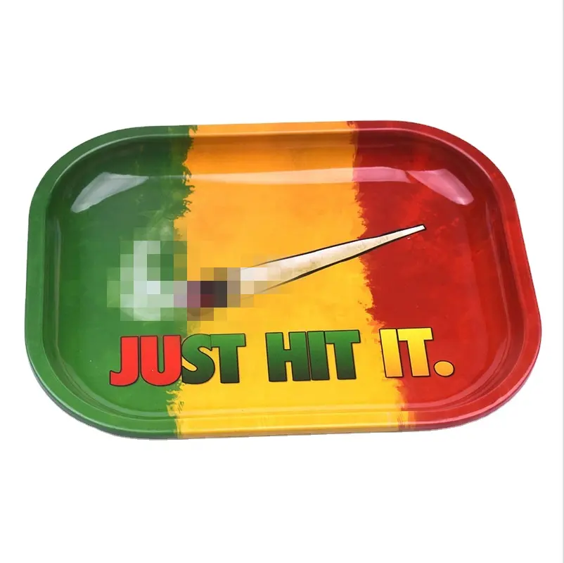 Atacado Popular Design Alta Qualidade Metal Servindo Bandejas Cheap Cartoon Rolling Tray