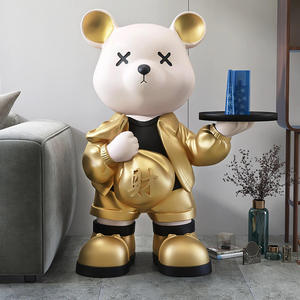 2025新しいデザイン等身大グラスファイバーベア像3D屋内室内装飾漫画レジンベアトレイ彫刻アートモデル - Product Image 4