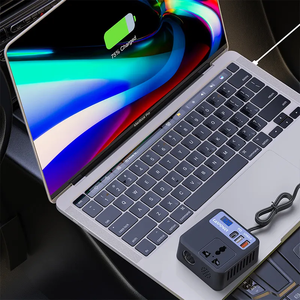 Adaptador inversor de coche con puertos USB duales QC3.0 carga rápida 150W tipo C DC AC monofásico 110V/220V 1A salida para vehículos NFC - Product Image 6