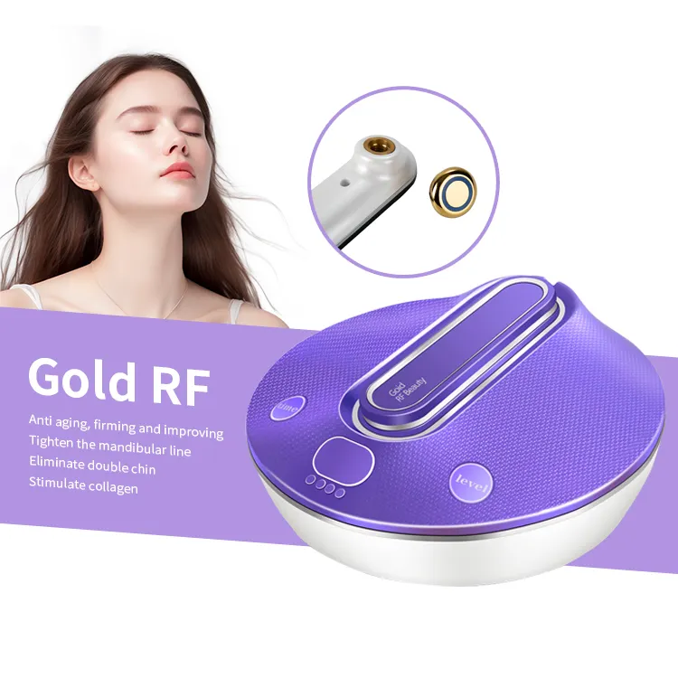 Máquina bipolar de microcorrente Rf para apertar a pele, máquina bipolar de ouro para fazer face e levantar o rosto para cuidados com a pele e anti-idade