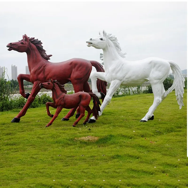 Escultura de caballo de tamaño real, estatua de resina, artesanía de animales, caballo, ciervo, para exhibición en parque zoológico