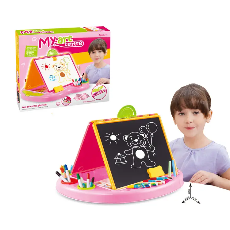 Di plastica di apprendimento art tavolo da disegno set bordo di scrittura giocattolo FAI DA TE pittura play set tavolo da disegno giocattolo set giocattolo per le ragazze