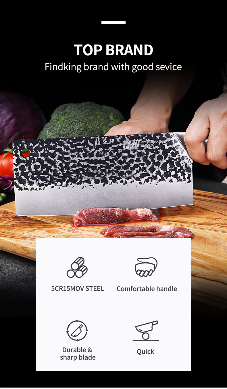 Wholesale Amazon hot sales Premium Quality Rosewood handle 5Cr15mov stainless steel butcher kitchen cleaver knife