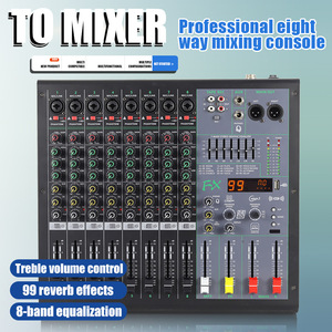 LX08เครื่องผสมสัญญาณเสียงแบบมืออาชีพ, เครื่องผสม USB 8ช่องมีเอฟเฟกต์เสียงสะท้อน99ชิ้นในตัวคอนโซลมิกซ์ระบบดิจิตอล