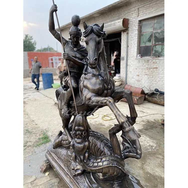 Decoración de jardín al aire libre para hombre, estatua grande de Bronce Antiguo, caballito de montar, estatua de bronce de dragón, a la venta