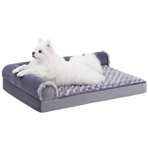 ペット犬猫ベッドベッド枕付きL字型プレミアムジッパー - Product Image 2