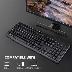 Teclado Qwerty Azerty para ordenador, Teclado negro con cable Usb para Pc