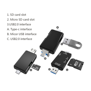 TF SD-Kartenleser Tragbarer USB 2.0 Typ C Flash-Speicher karten adapter mit zwei Steckplätzen Langlebig und praktisch für den täglichen Gebrauch Tragbar - Product Image 2