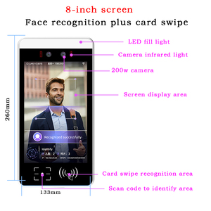 8 inch sinh trắc học Android nhận dạng khuôn mặt tham dự hệ thống với NFC QR mã IC/ID thẻ thiết lập lại các tính năng SDK nhận dạng khuôn mặt - Product Image 2