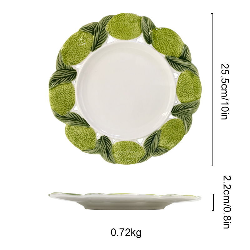 Green 10-inch lemon plate with hollow out