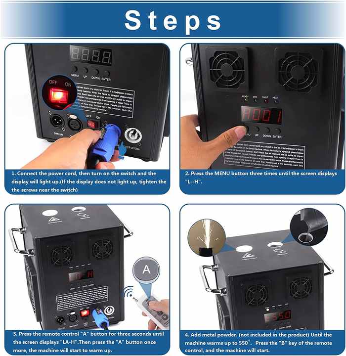 Large Power 700W Sparkler Machine Wireless Remote Control Fireworks for Wedding Party DJ