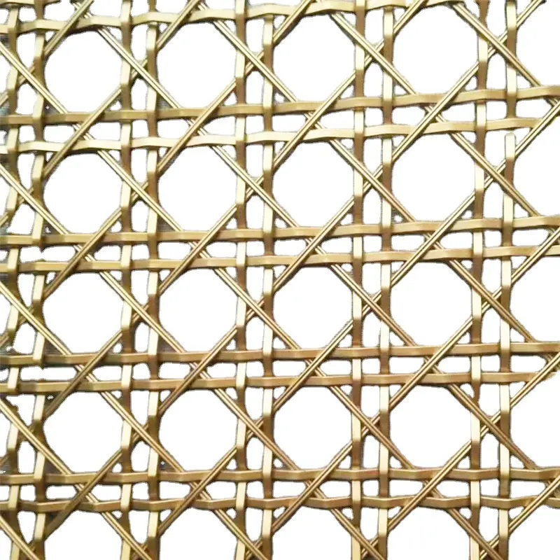 Rede de malha espiral de fio de metal, decorativo, cor dourada de longa duração