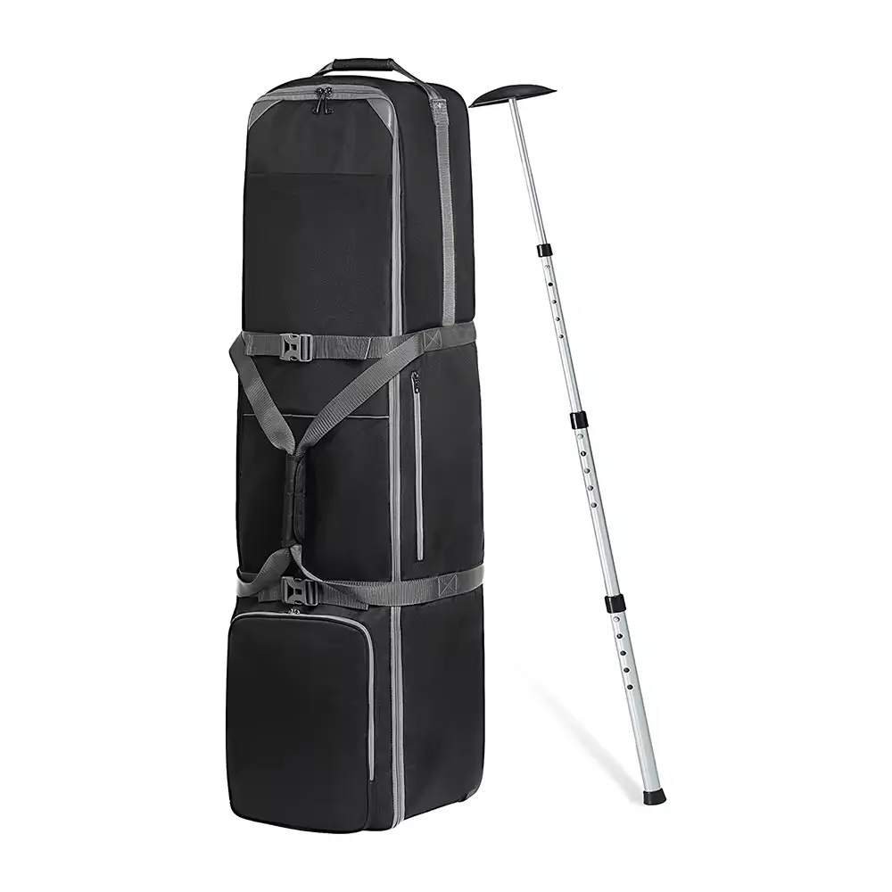 2023 Premium yastıklı üst 900D yüksek kaliteli golf seyahat çanta kılıfı tekerlekler ve destek sistemi ile