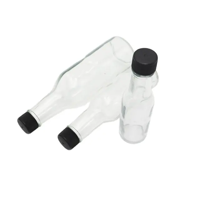 Garrafa de vidro ecológica de 150ml, garrafa de vidro ecológica para 5oz, molho quente e transparente com parafuso plástico