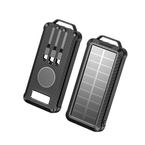 Wholesale Solar Power Bank Wireless <strong>Charger</strong> 10000mAh Built in 3 Cables Fast Charging for <strong>All</strong> Mobile Devices with Flashlights - Product Image 1