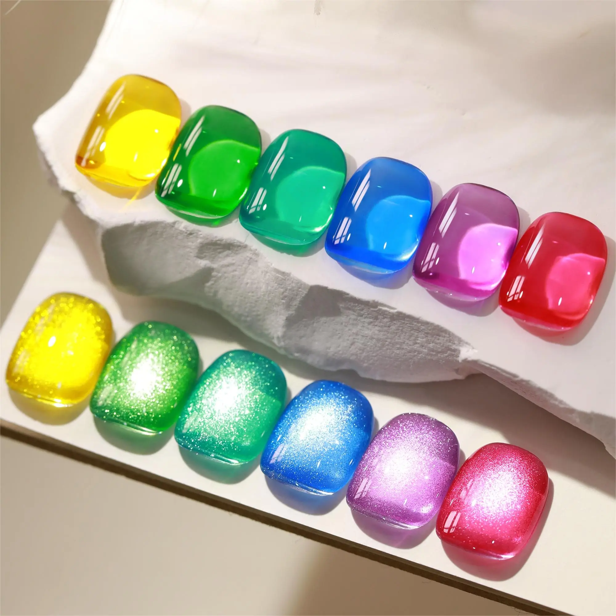 Alto pigmento 26 colores gelatina Gel translúcido esmalte de uñas UV profesional esmalte vidrio ámbar vidrio esmalte de uñas Gel