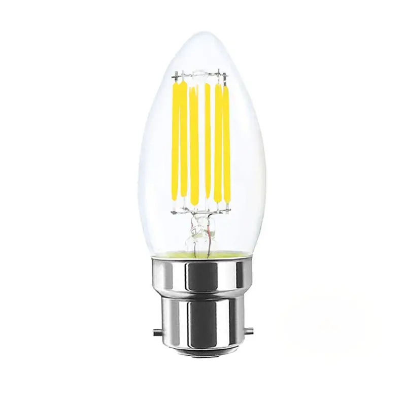 Bullet Tip B22 6W bombilla de luz de vela 120V 230V 240V B22 E27 lámpara de filamento LED