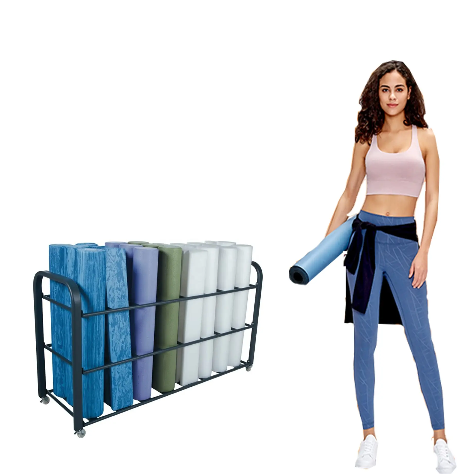 RUIMEI Yoga Mat Storage Rack New Design Foam Roller Holder Multipurpose Sports Equipment Rack For Home Gym