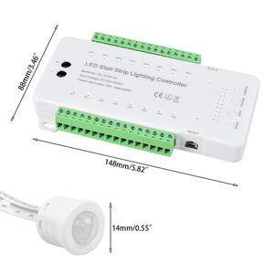 Sensor de movimiento LED de 16 canales, controlador de luz LED de escalera, sistema de control de iluminación de escalera de velocidad y brillo ajustable - Product Image 4