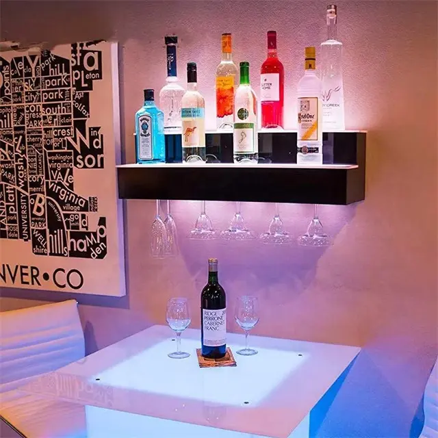 Personalizado supermercado bebidas flutuante licor garrafa display stands parede vinho exibição cremalheiras acrílico