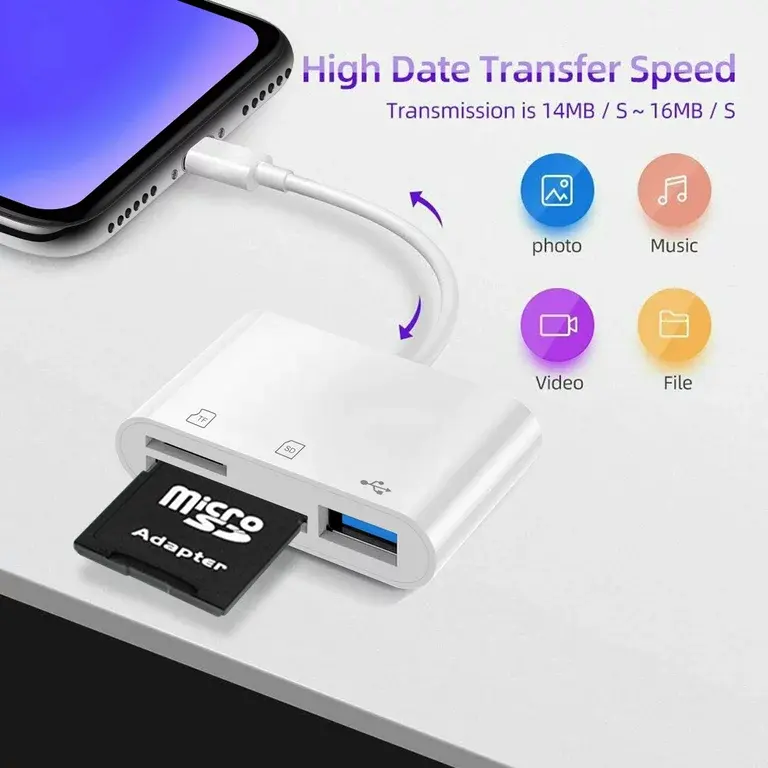 3-in-1 SD lettore di schede OTG adattatore con ricarica porta USB SD TF lettore di schede per MacBook Pro computer portatile telefono cellulare con fotocamera multifunzione