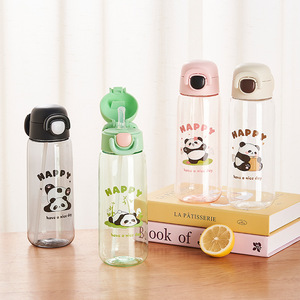 Yeni Panda sevimli karikatür plastik kamışlı bardak taşınabilir çocuk rahat fincan su okula geri uygulanabilir - Product Image 1