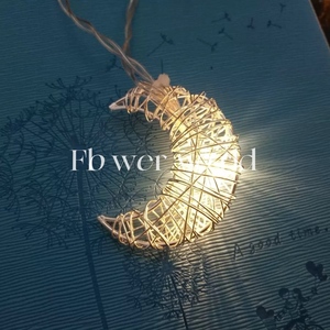 Gold Silver LED Fairy <span class=keywords><strong>String</strong></span> Lights Plastic Decoração para casa para Eid Mubarak Ramadan Feito na forma de uma lua