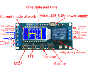 Micro USB Digital LCD Display Zeit Verzögerung Relais Modul DC 6-30V Control Multifunktions Timer Schalter Trigger Zyklus modul - Product Image 6