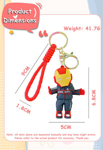Joylit siêu quyền lực Avengers Spiderman Đội Trưởng Mỹ 3D Anime Marvel Keychain Mặt dây chuyền Keyring Ba lô trang trí - Product Image 3
