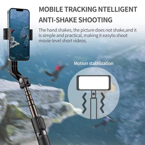 スマートフォン用ハンドヘルドジンバルスタビライザー1軸自撮り棒付き三脚スタンドワイヤレスブルートゥースリモコンiPhone Android用