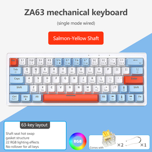 Wired <strong>Keyboard</strong> 63 <strong>Keys</strong> Customized Gaming <strong>Keyboard</strong> <strong>Computer</strong> Notebook Teclado Mecanico RGB Hot-swappable Mechanical <strong>Keyboard</strong> - Product Image 4