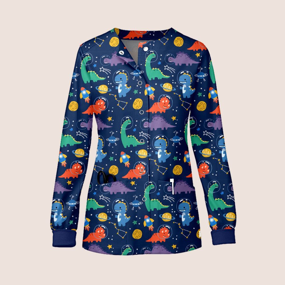 82028 navy dinosaur flower top