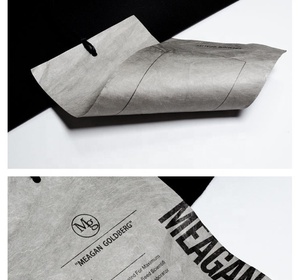 Logotipo personalizado rótulo impressão impermeável cinza Tyvek papel Material pendurar etiquetas com corda preta
