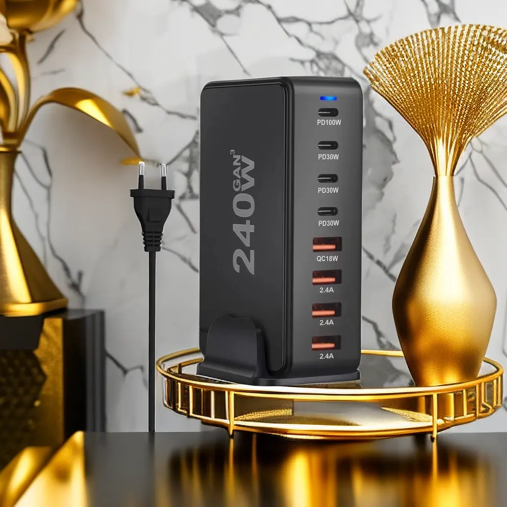 Station de charge ultra-capacité à 8 ports-5 ports USB-A et 3 ports USB-C-Idéal pour les appareils électroniques à forte demande et les appareils multiples