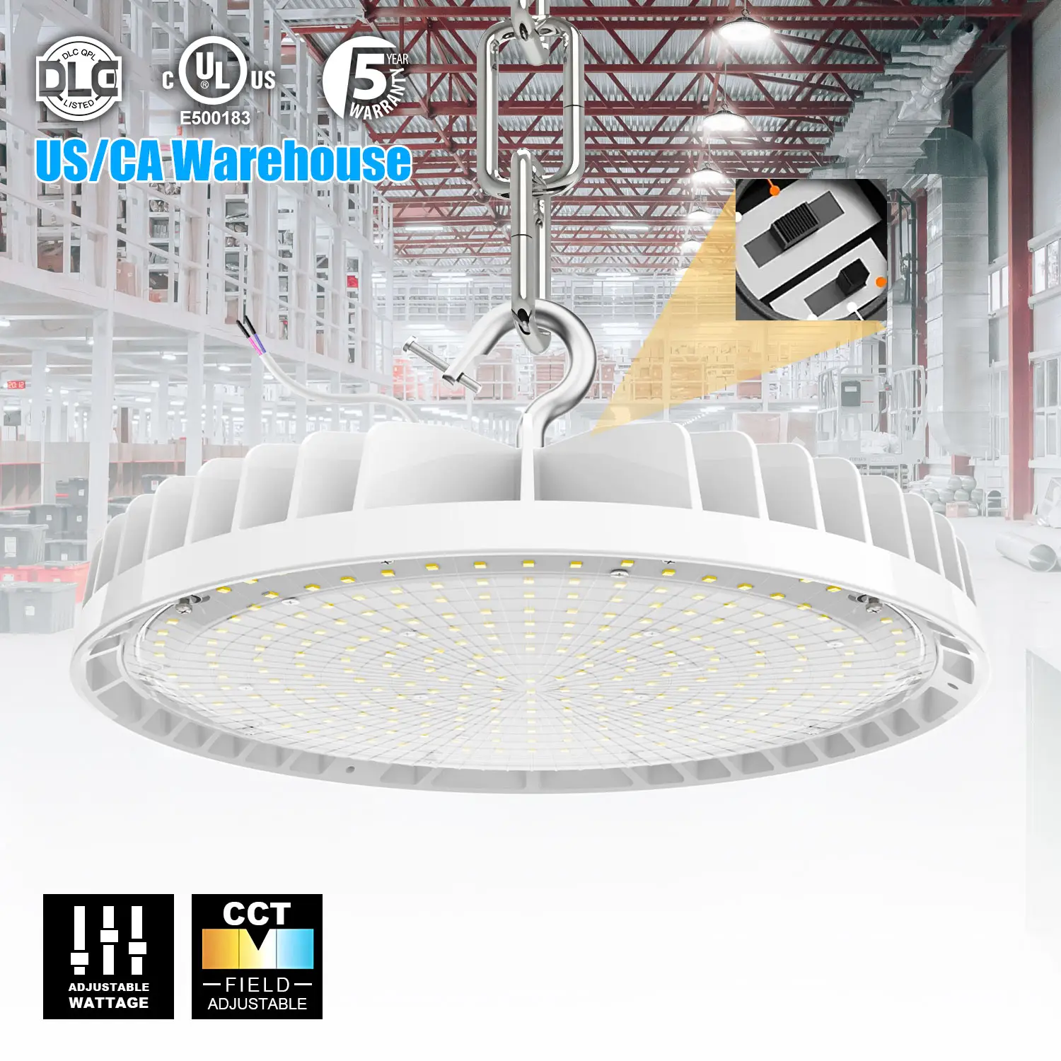 미국에서 배달 UL 승인 220 볼트 차고 400W ac480v LED 시설 조명 300 와트 작업장 LED UFO 하이 베이 빛