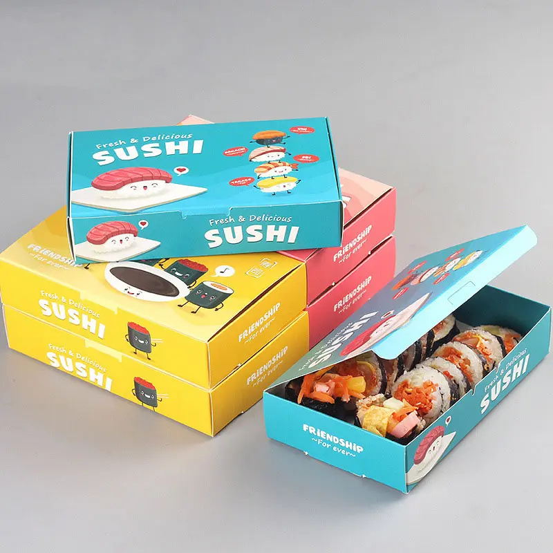 Scatole di carta per alimenti riciclabili quadrate personalizzabili all'ingrosso scatola di imballaggio per Sushi per alimenti