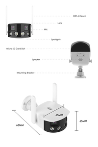 ICsee 6mp双镜头全景固定网络WiFi户外子弹摄像机Ai Ip 180度全景子弹闭路电视安全摄像机 - Product Image 3