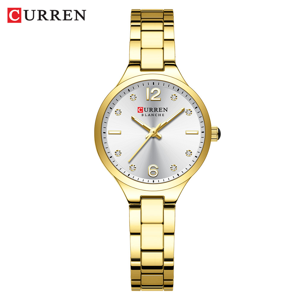 3 white dial gold strap