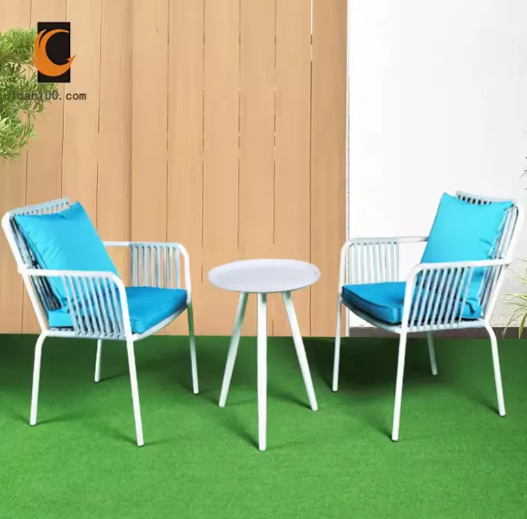 Juego de muebles de patio Sofás de jardín de lujo Juego de sillas de cuerda Comedor Cafetería Juego de muebles de jardín de ratán