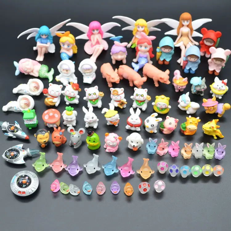 Figuras de animales en miniatura de personajes de dibujos animados, zorro, gato, Delfín, Foca, erizo, conejo, pato, estanque