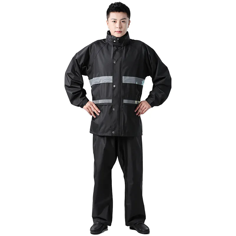 100% wasserdichter Polyester schwarzer Regenmantel Mann Regenmantel Jacke Motorrad Regen anzug für Männer