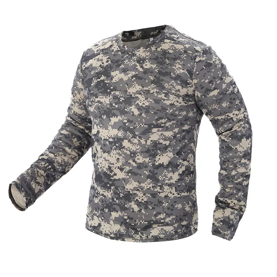 Camouflage quick-drying T-shirt outdoor breathable round neck sports long-sleeved camouflage tactical clothing