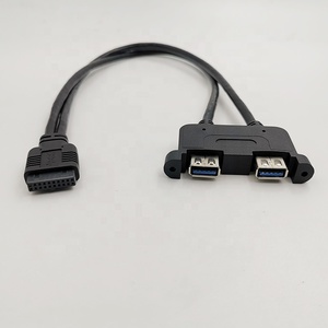USB 3,0 placa base Cable de montaje en Panel frontal 3,0 USB 20 pines hembra a Dual USB 3,0 Cable adaptador hembra
