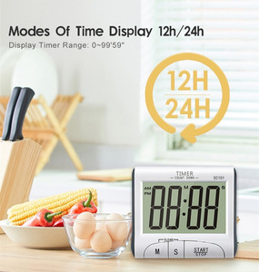 Digitaler Küchen-Timer mit Lautmelder 12/24 Stunden Zeitanzeige Zählen/Abzählen und Stopwatch-Funktion für das Kochen - Product Image 4